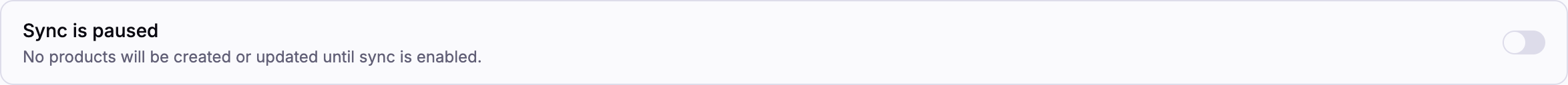 The top card on Sync Rules with the switch off and the label Sync is paused